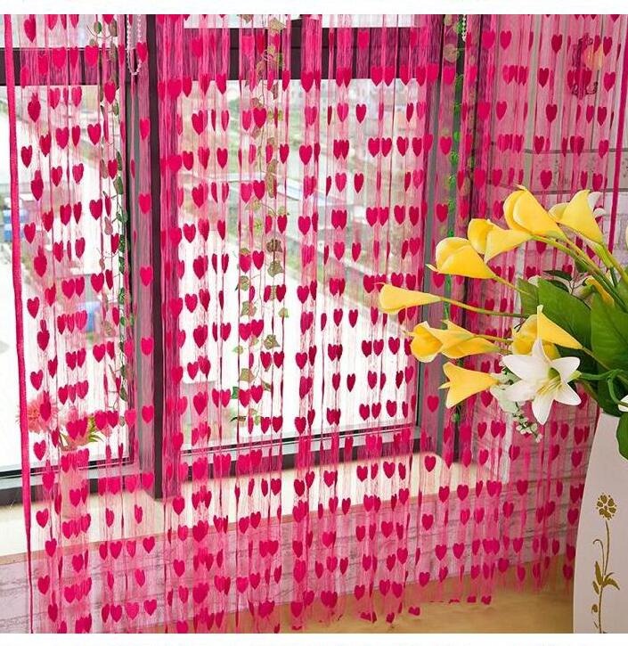 100*200cm Door Window Curtain Heart Design Wedding Bedroom Living Room Partition Decoration