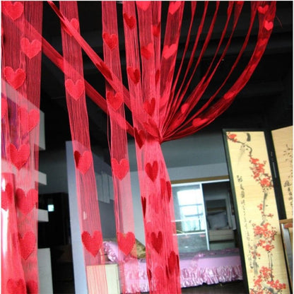 100*200cm Door Window Curtain Heart Design Wedding Bedroom Living Room Partition Decoration