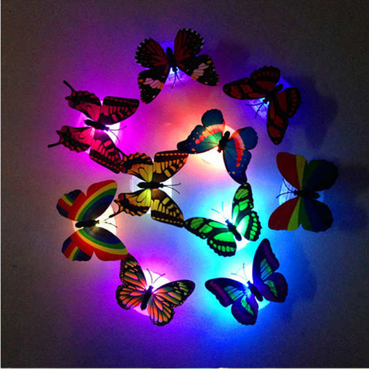 5 Pieces Set Of Colorful Changing Butterflies LED Night Light Lamp Home Glow In The Dark Room